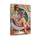 60s Mod Gal, Retro Chic Canvas Gallery Wrap - Vintage Lounge Art Print - Mid Century Modern Gal