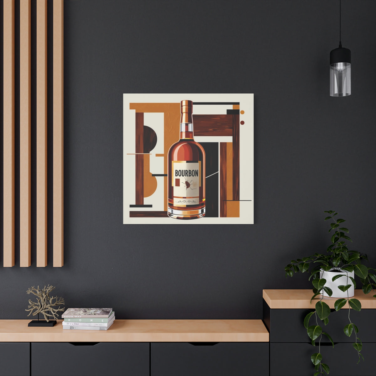 Abstract Bourbon Mid Mod Bauhaus Bourbon Lover Wall Art Canvas - Mid Century Modern Gal