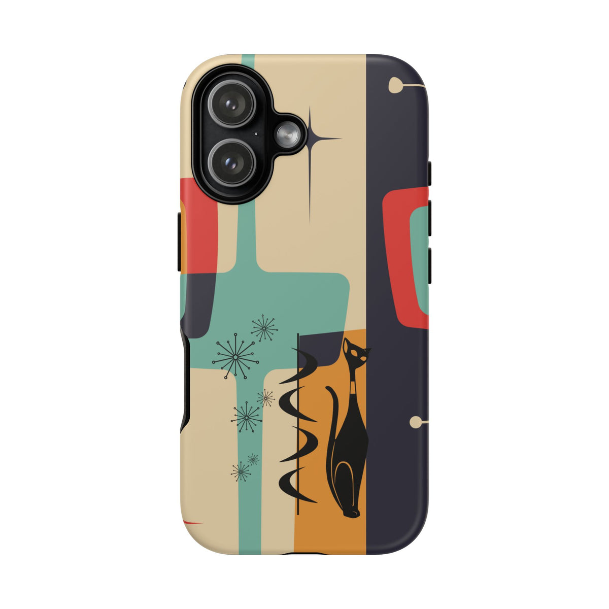 Mid Century Modern, Geometric, Atomic Cat Groovy Smart Phones Tough Phone Cases