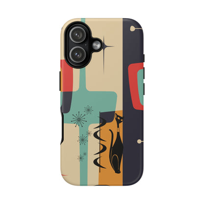 Mid Century Modern, Geometric, Atomic Cat Groovy Smart Phones Tough Phone Cases