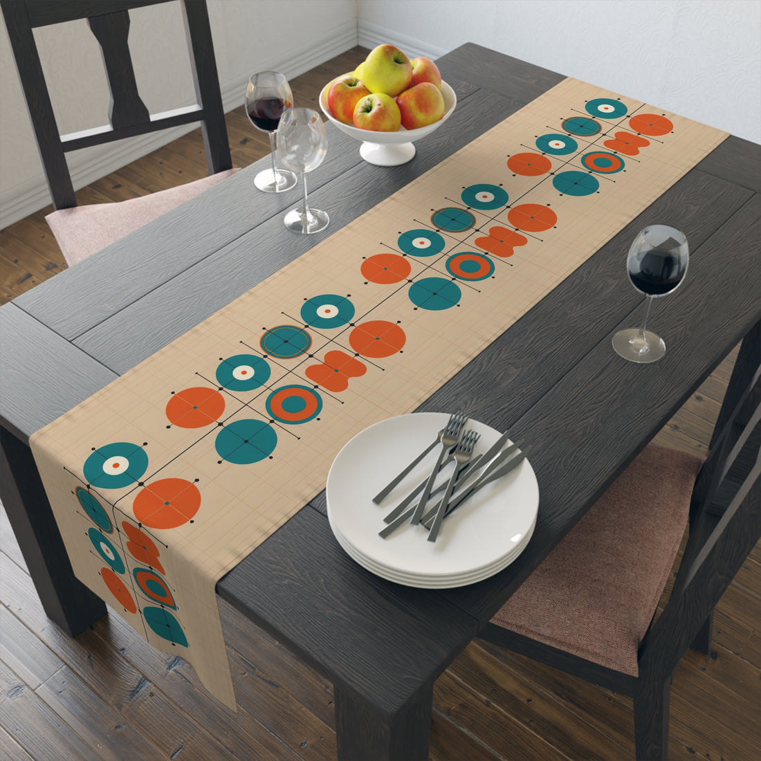 Mid Century Modern Minimalist Geometric Retro Table Runner - Mid Century Modern Gal