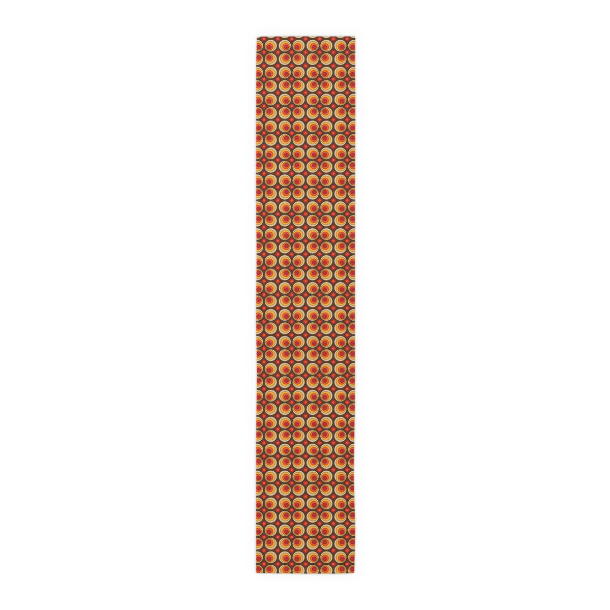 Retro Orbs, Orange Brown Yellow Groovy Geometric Mid Mod Table Runner - Mid Century Modern Gal