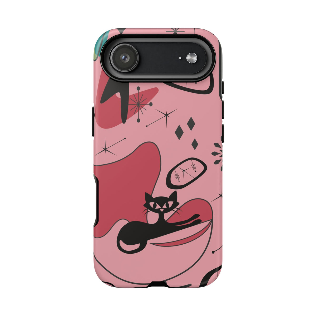 Atomic Cat, Pink Mid Century Modern, Egg Chair, Space Cat Tough Phone Case