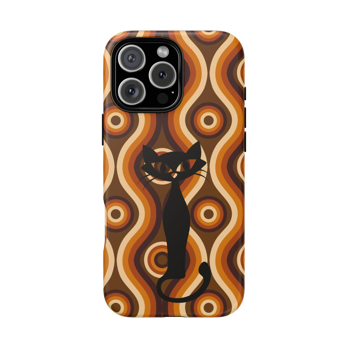 Retro Phone Case, Groovy Brown, Atomic Kitsch Cat Tough Smart Phone Cases