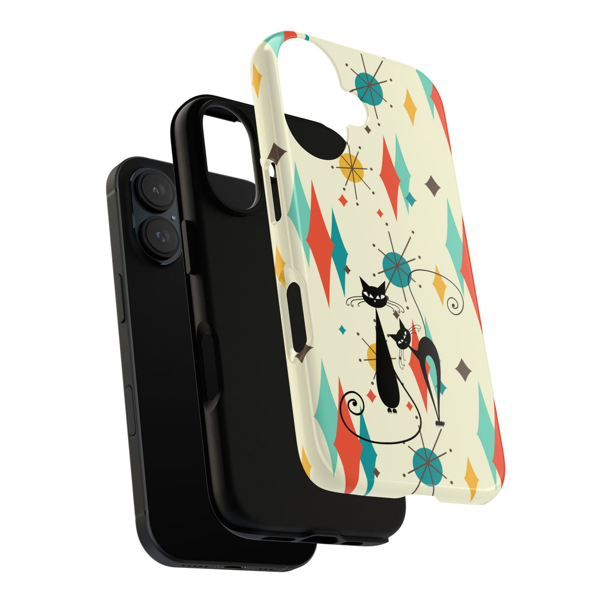 Atomic Kitty Cat, Mid Mod Franciscan Pattern, Kitsch Tough Phone Cases