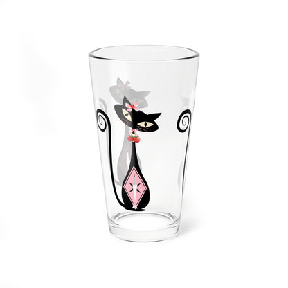 Atomic Cat, Strawberry Love Whimsical Cat Mixing Glass - Perfect for Cat Lovers &amp; Entertaining