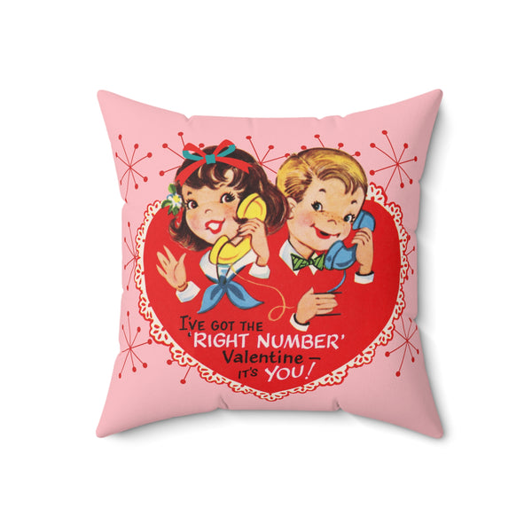 Vintage Valentine’s Day Decorative Pillow - "I've Got the Right Number!"