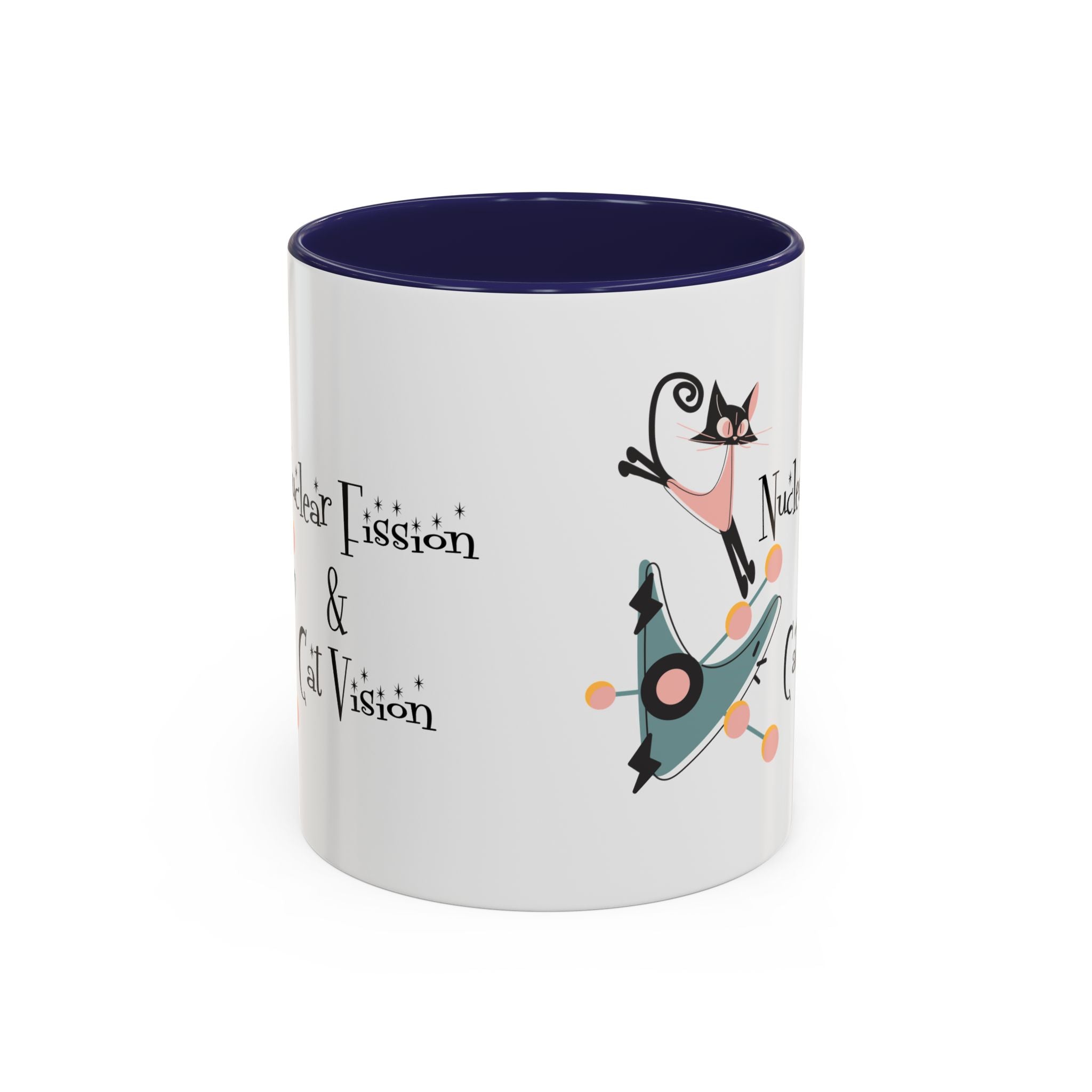 Atomic Cat Coffee Tea Mug, Mid Century Modern Boomerang, Space Age Atomic Drinkware For Cat And Coffee Lovers - Mid Century Modern Gal