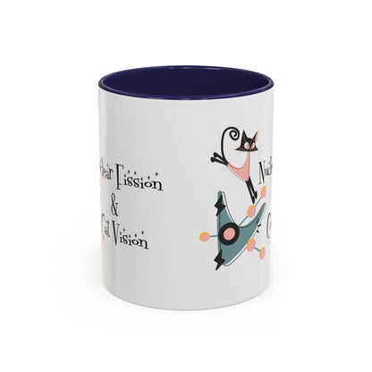 Atomic Cat Coffee Tea Mug, Mid Century Modern Boomerang, Space Age Atomic Drinkware For Cat And Coffee Lovers - Mid Century Modern Gal