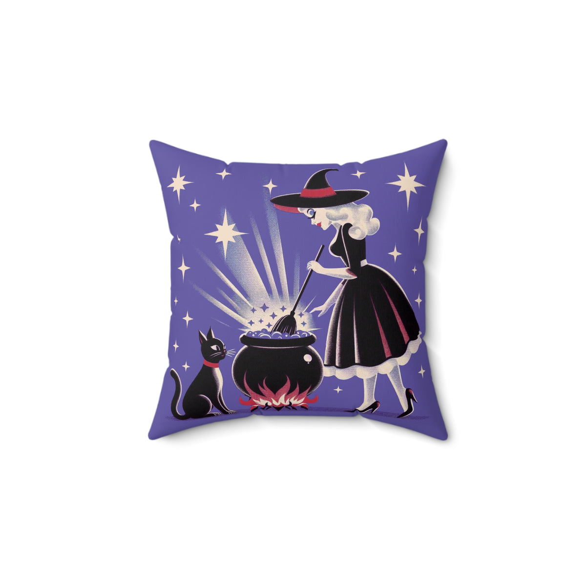 Witch's Brew Mid Century Modern Halloween Gothic Purple Pillow Cover and Insert - Mid Century Modern Gal