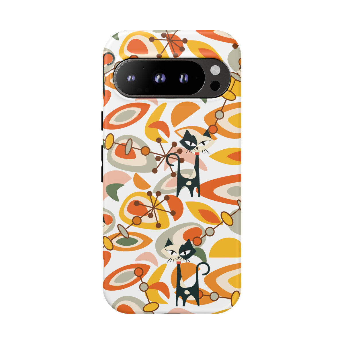 Atomic Cat Mid Mod Orange, Yellow, Groovy Cat Smart Phone Tough Cases