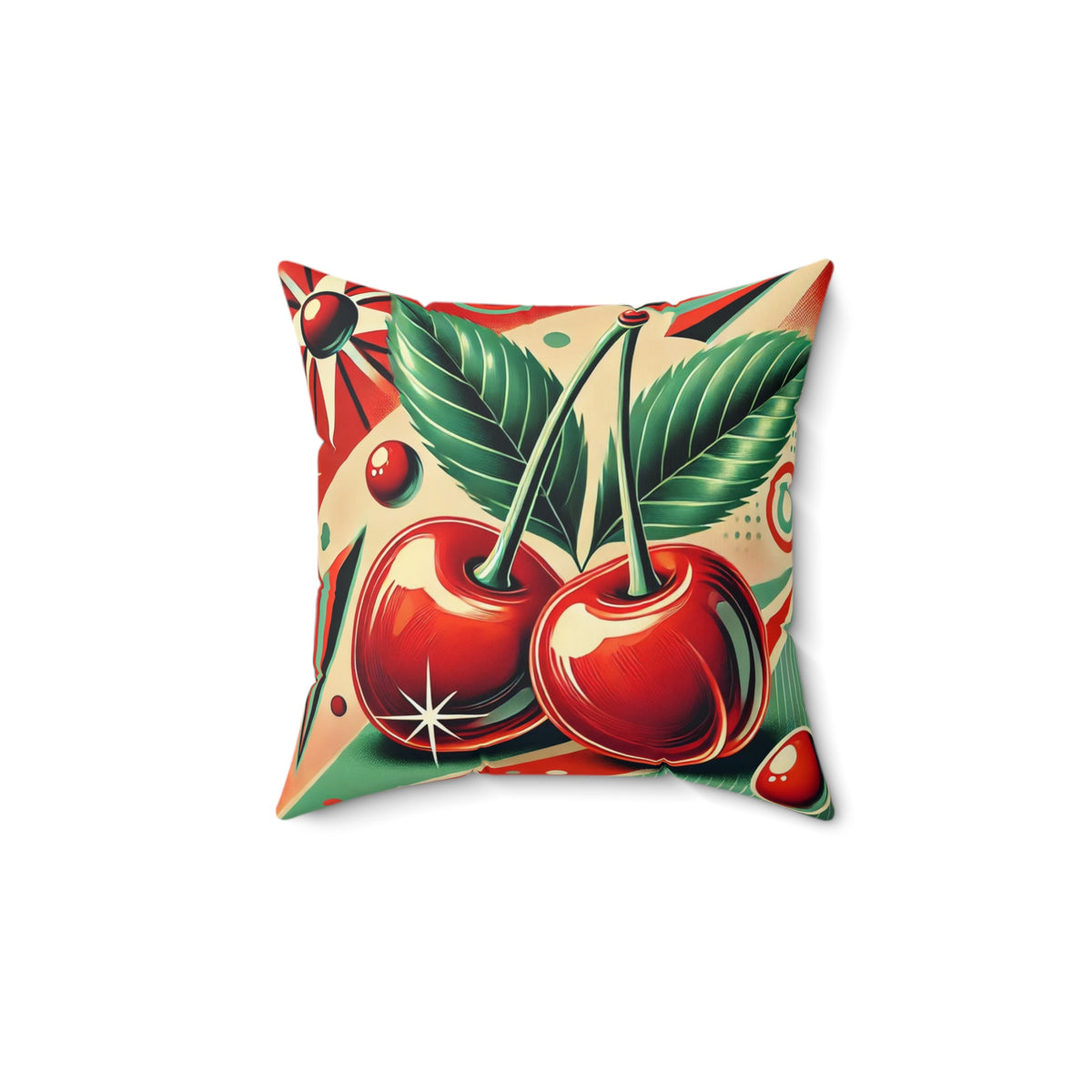 Retro Cherry Decor Pillow | Vintage Cherry Print, Throw Pillow, Home Decor, Gift for Her, Kitchen Accent - Mid Century Modern Gal