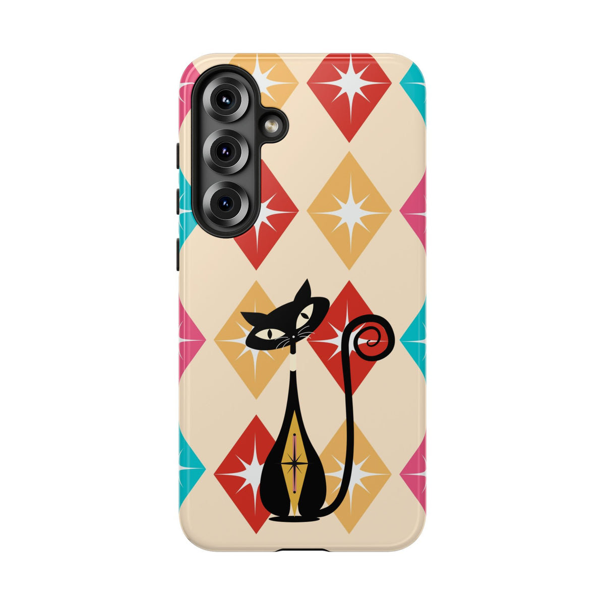 Mid Century Modern Atomic Cat, Atomic 50s Diamonds Retro Phone Tough Cases