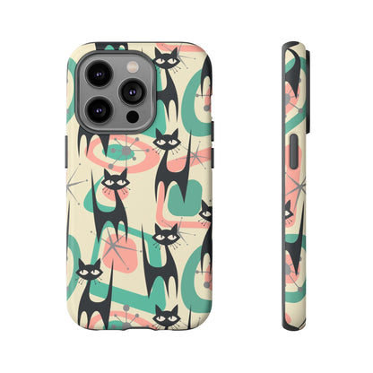 Atomic Cat Mid Century Modern Starburst Retro Kitsch Tough Phone Case - Mid Century Modern Gal