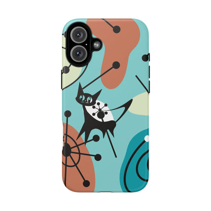Atomic Kittie, Mid Century Modern Geometric Amoeba Retro Smart PhoneTough Phone