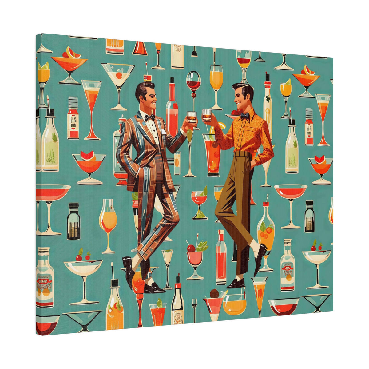 Atomic 50s Cocktail Art, Mid Century Modern Dapper Dudes, LGBTQ Unique Gifts, MCM Bar Art - Mid Century Modern Gal