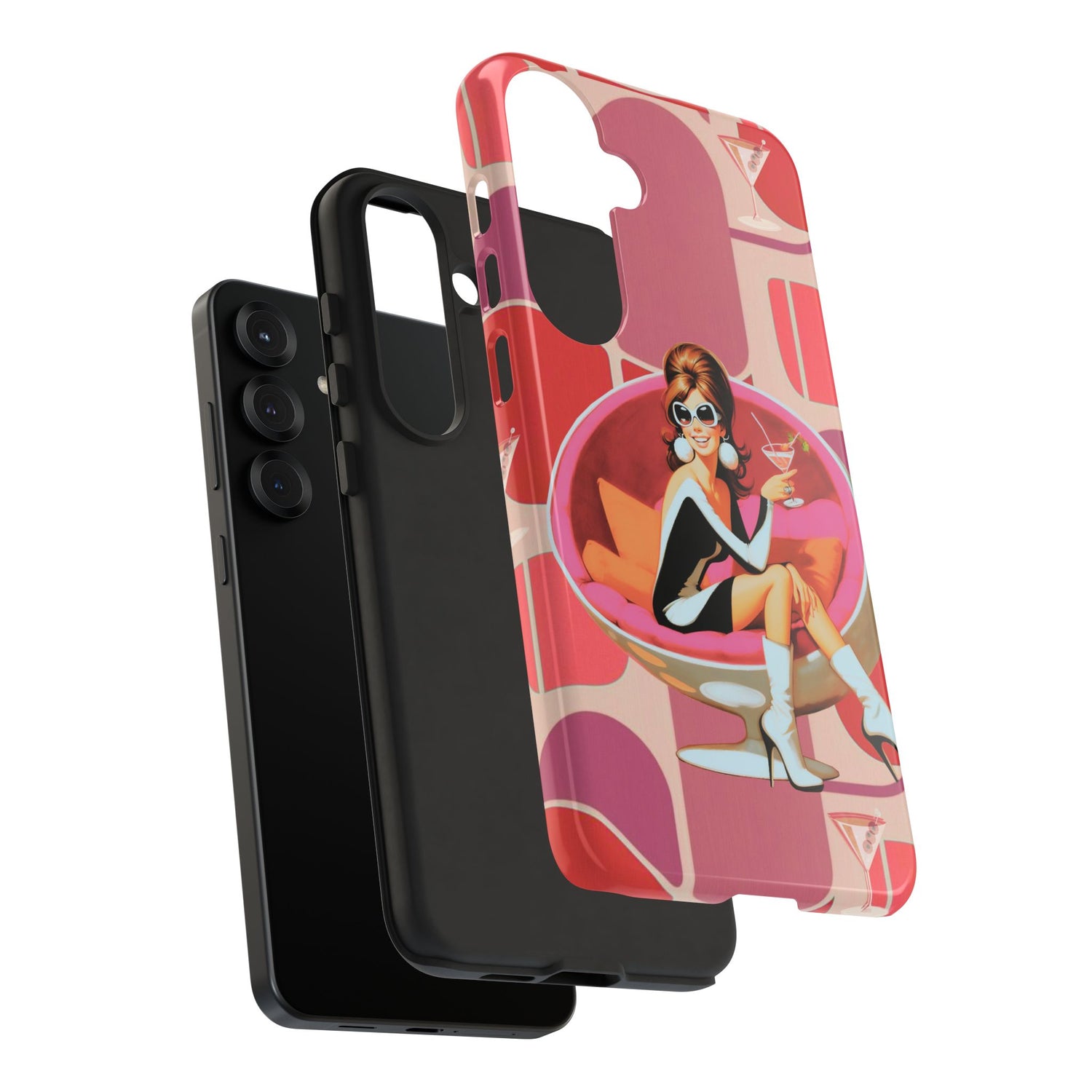 Mid Mod 60s Mod Gal, Kick Back Enjoy, Retro Chic Phone Case with Cocktail Design