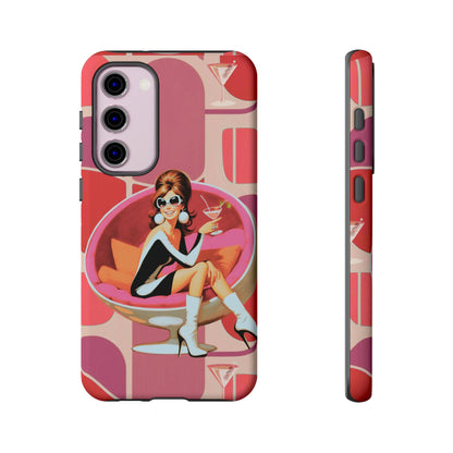 Mid Mod 60s Mod Gal, Kick Back Enjoy, Retro Chic Phone Case with Cocktail Design