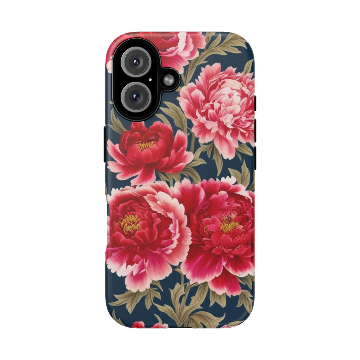 Chinoiserie Royal Blue Pink, Red Roses And Peony Floral Tough Phone Case
