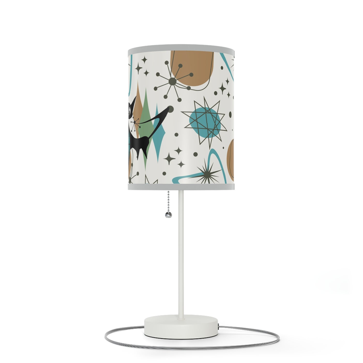 Mid Century Modern Table Lamp, Atomic Kitschy Cats, Starbursts Boomerang Themed Table Lamp - Mid Century Modern Gal