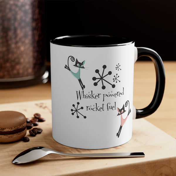 Atomic Cat Coffee Mug, Funny, Whimsical Boomerang Kitties, Mid Century Modern Drinkware, Coffee Lover Mug Gift