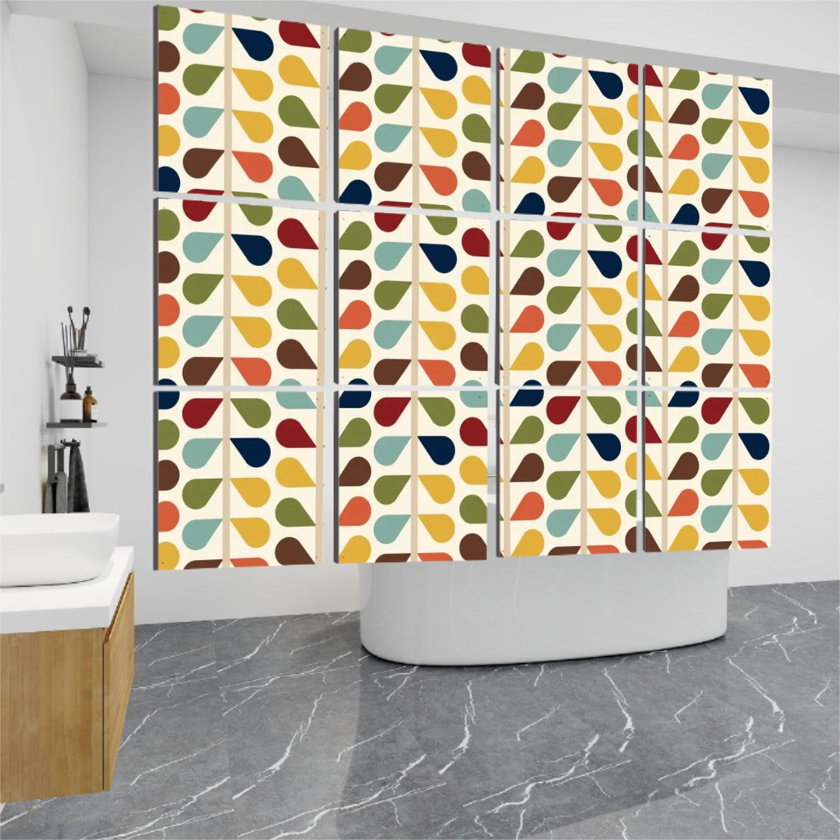 Scandinavian Floral Mid Mod Hanging Room Divider 12 pcs - Mid Century Modern Gal