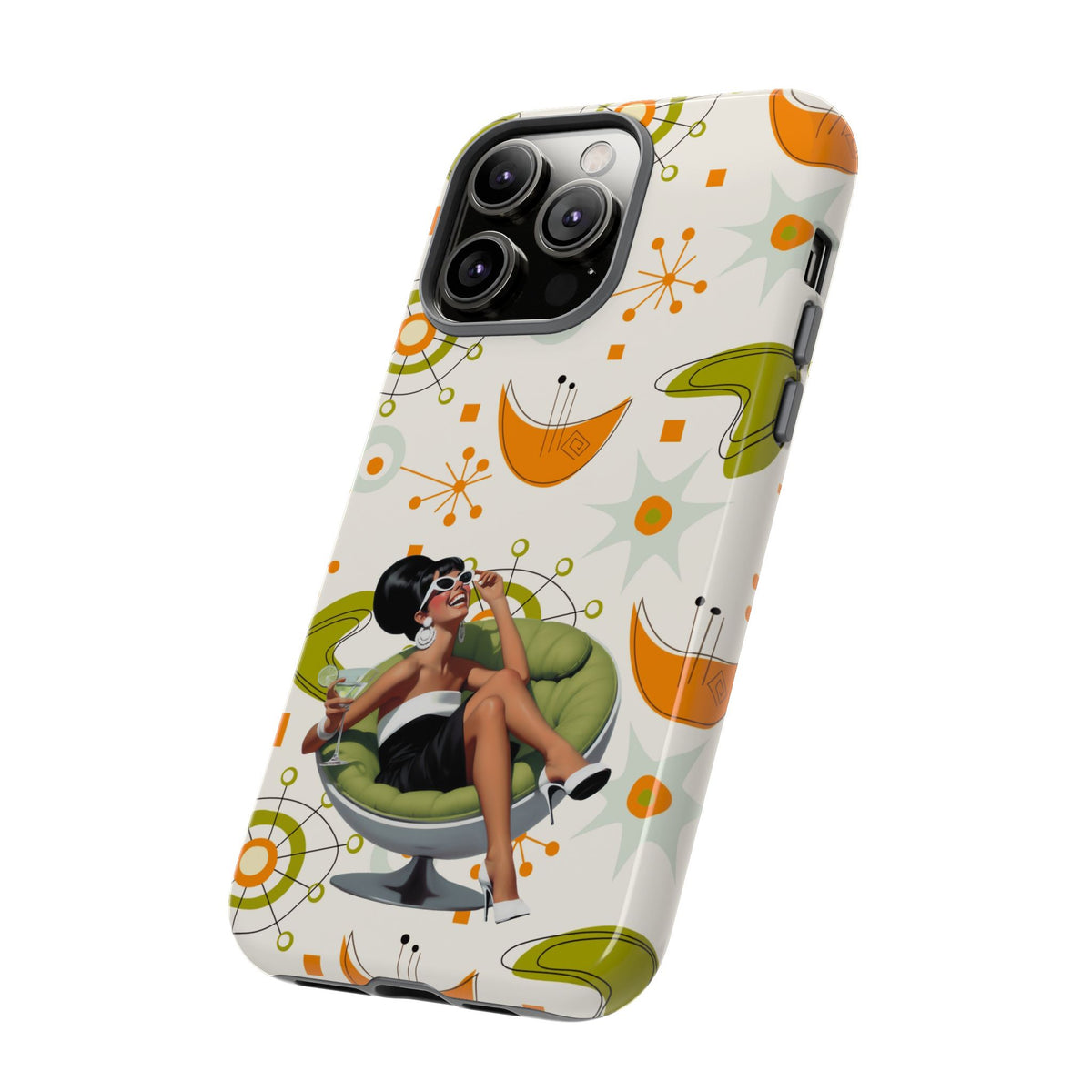 Mid Century Modern Atomic Starburst Mid Mod 60s Gal Retro Chic Tough Phone Case with Vintage Glamour Design