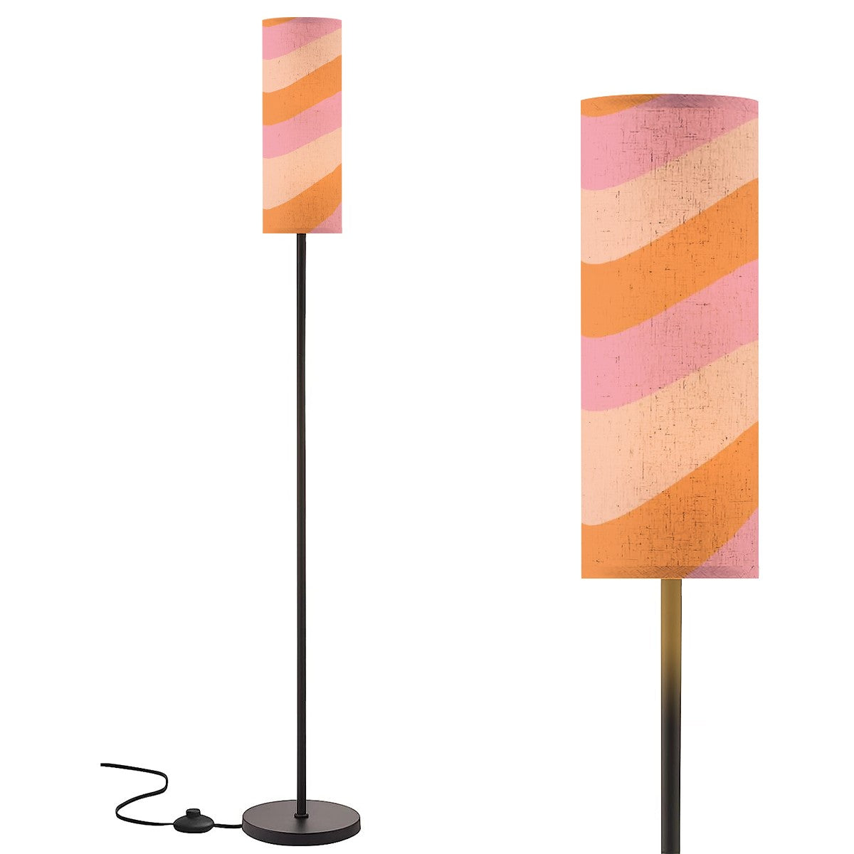 Retro Floor Lamp Modern Standing Lamp, Orange, Pink Groovy Wave Design - Mid Century Modern Gal