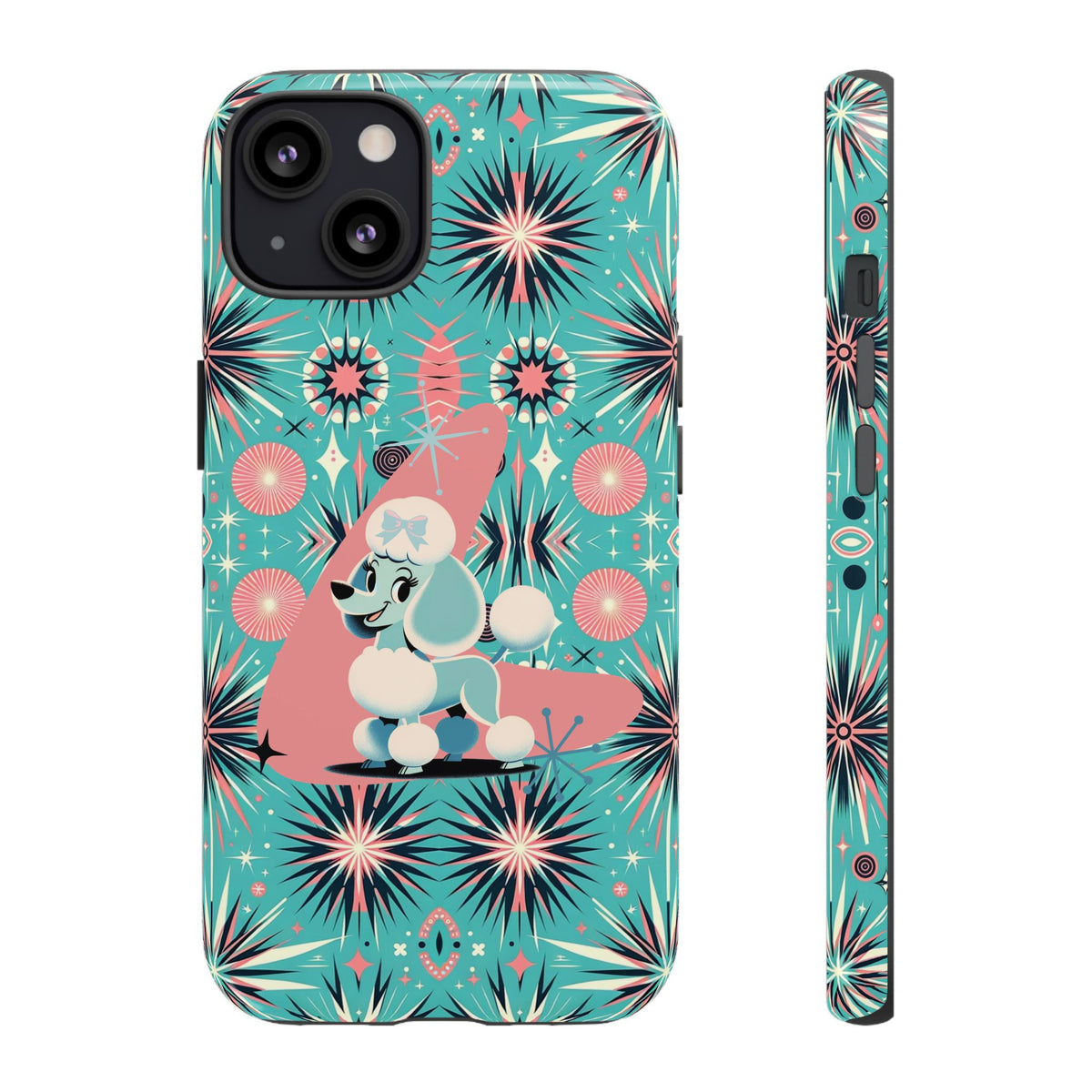 1950s Mid Century Modern Atomic Pink, Poodle Retro Smart Phone Tough Cases