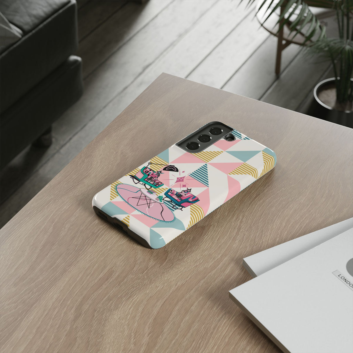 Atomic Cats Reading, Book Talk, Book Lover, Retro Chic Phone Case with Retro Vibe - Cozy Living Room Design