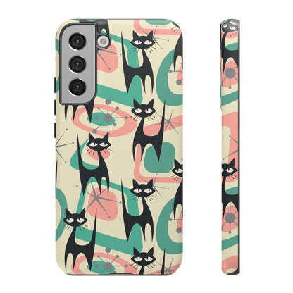Atomic Cat Mid Century Modern Starburst Retro Kitsch Tough Phone Case - Mid Century Modern Gal