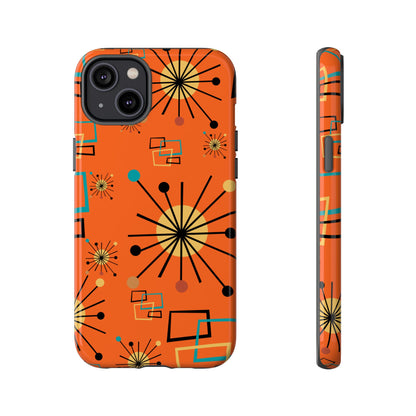 Mid Century Modern Sinatra Orange, Starburst, Geometric Funky Fun Tough Phone Case - Mid Century Modern Gal
