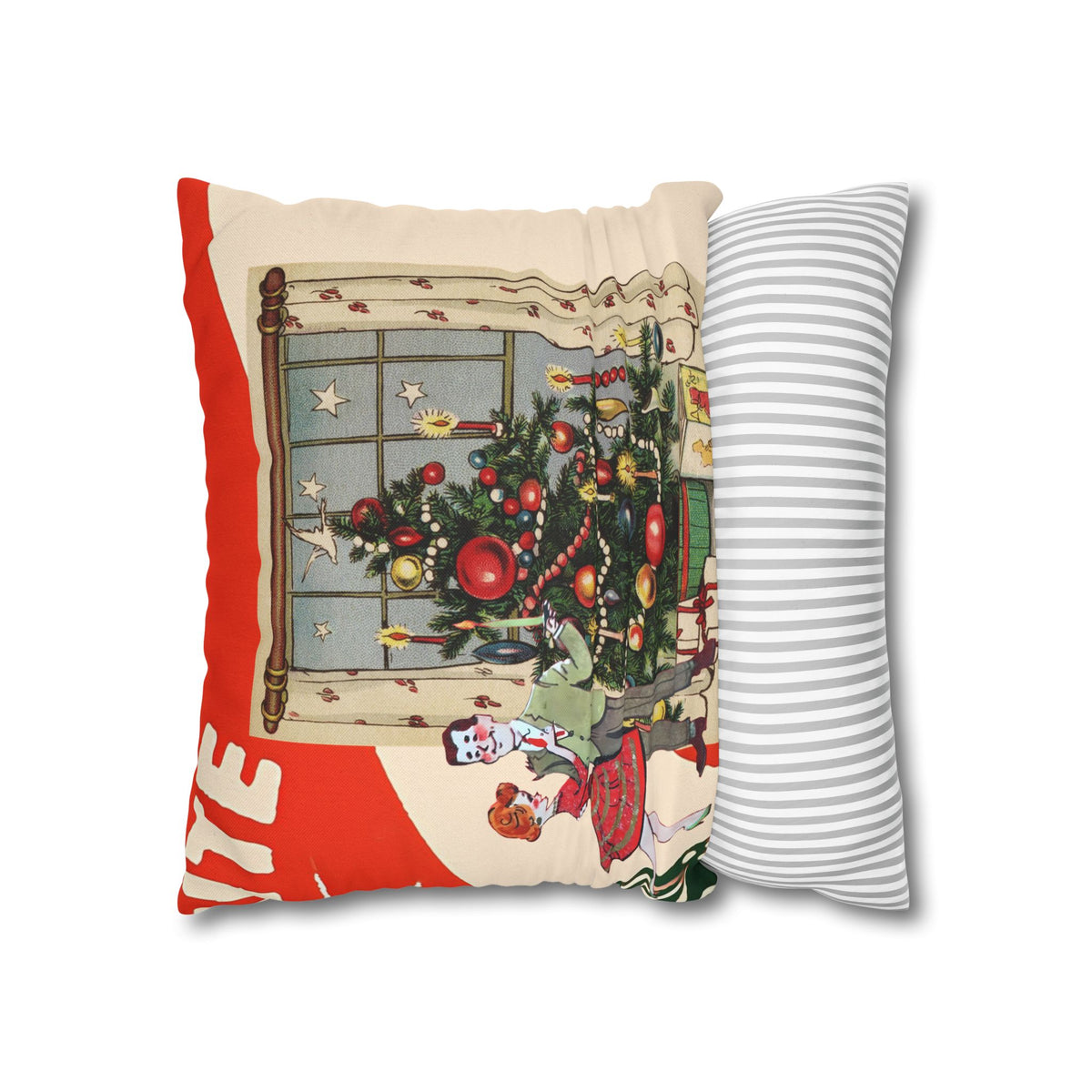 Vintage Kitschy Christmas 50s Couple, Mid Century Modern Holiday Pillow Cover - Mid Century Modern Gal