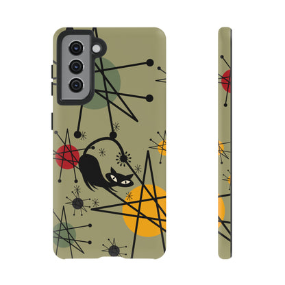 Mid Century Modern Atomic Cat, Retro Chic Groovy Mod Samsung, Smart Phone Tough Cases