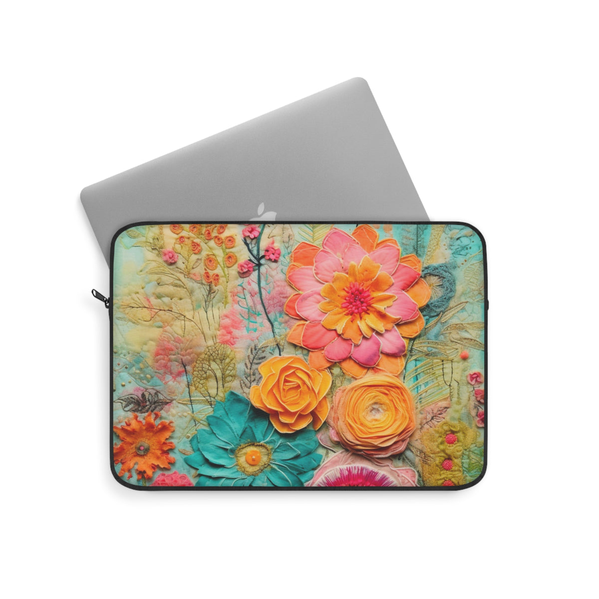 Boho Style, Floral Bohemian Retro Laptop Sleeve - Mid Century Modern Gal