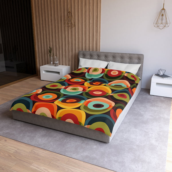 60's 70s Retro Groovy Circles, Hipster Home Decor, Mid Mod, MCM Duvet Cover