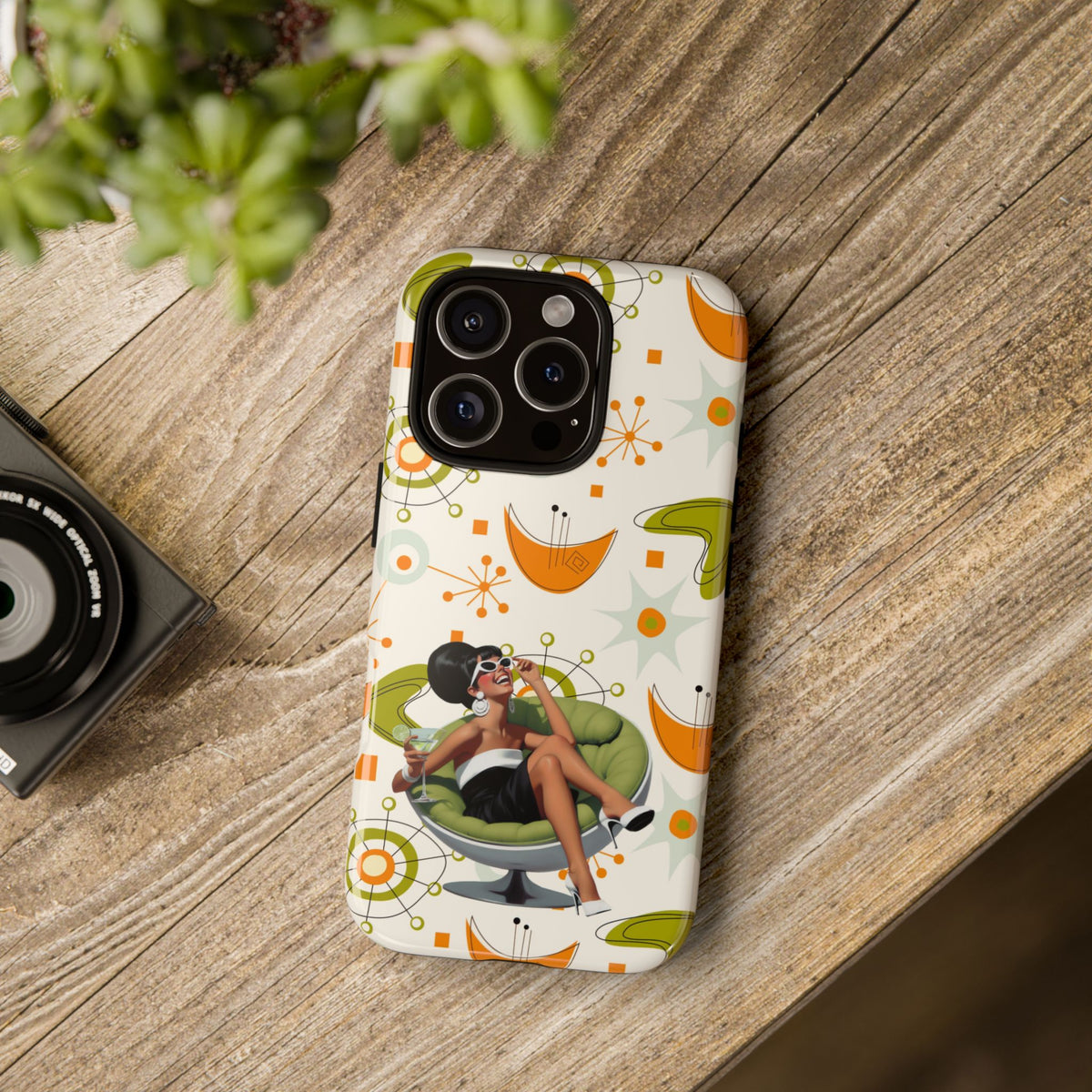 Mid Century Modern Atomic Starburst Mid Mod 60s Gal Retro Chic Tough Phone Case with Vintage Glamour Design