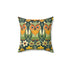 Retro Owl Flower Power Groovy 70s Floral Green, Orange Fall Pillow And Insert - Mid Century Modern Gal
