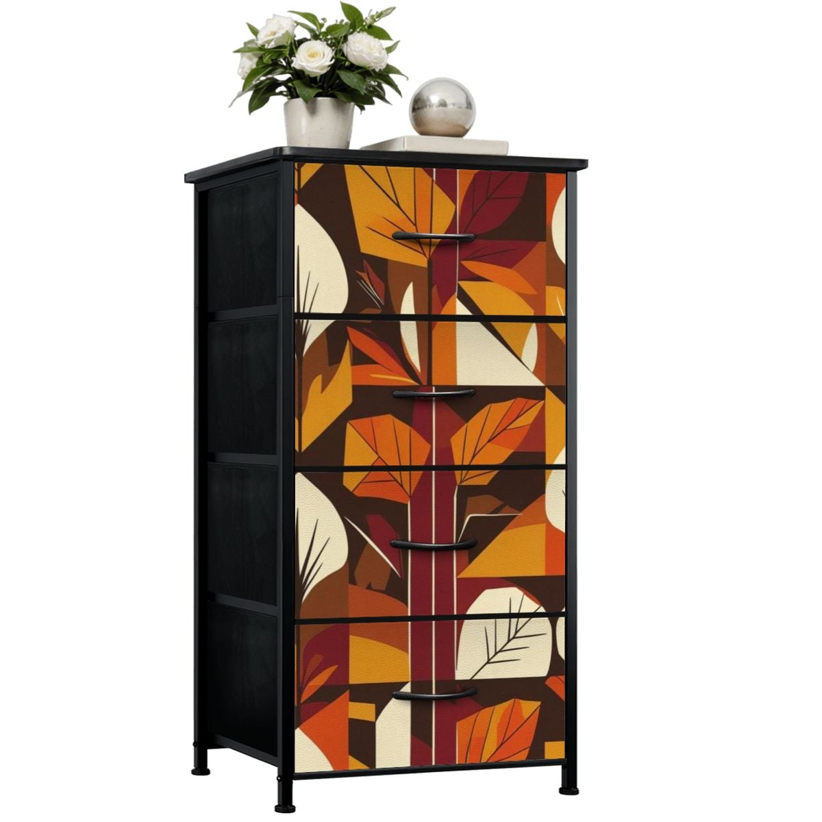 Mid Century Modern Golden Harvest Scandinavian Leaves 4-Drawer Dresser - Mid Century Modern Gal