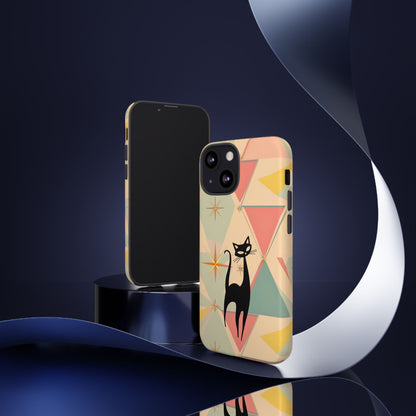 Atomic Cat Mid Mod Retro Cat Phone Case | Tough Cases with Vintage Vibe | Ideal for Cat Lovers