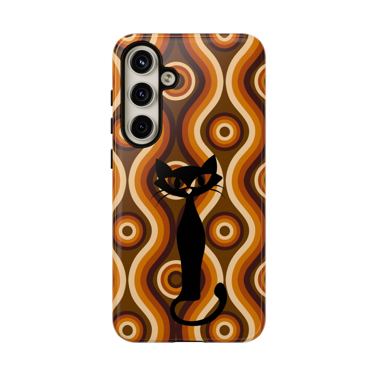 Retro Phone Case, Groovy Brown, Atomic Kitsch Cat Tough Smart Phone Cases
