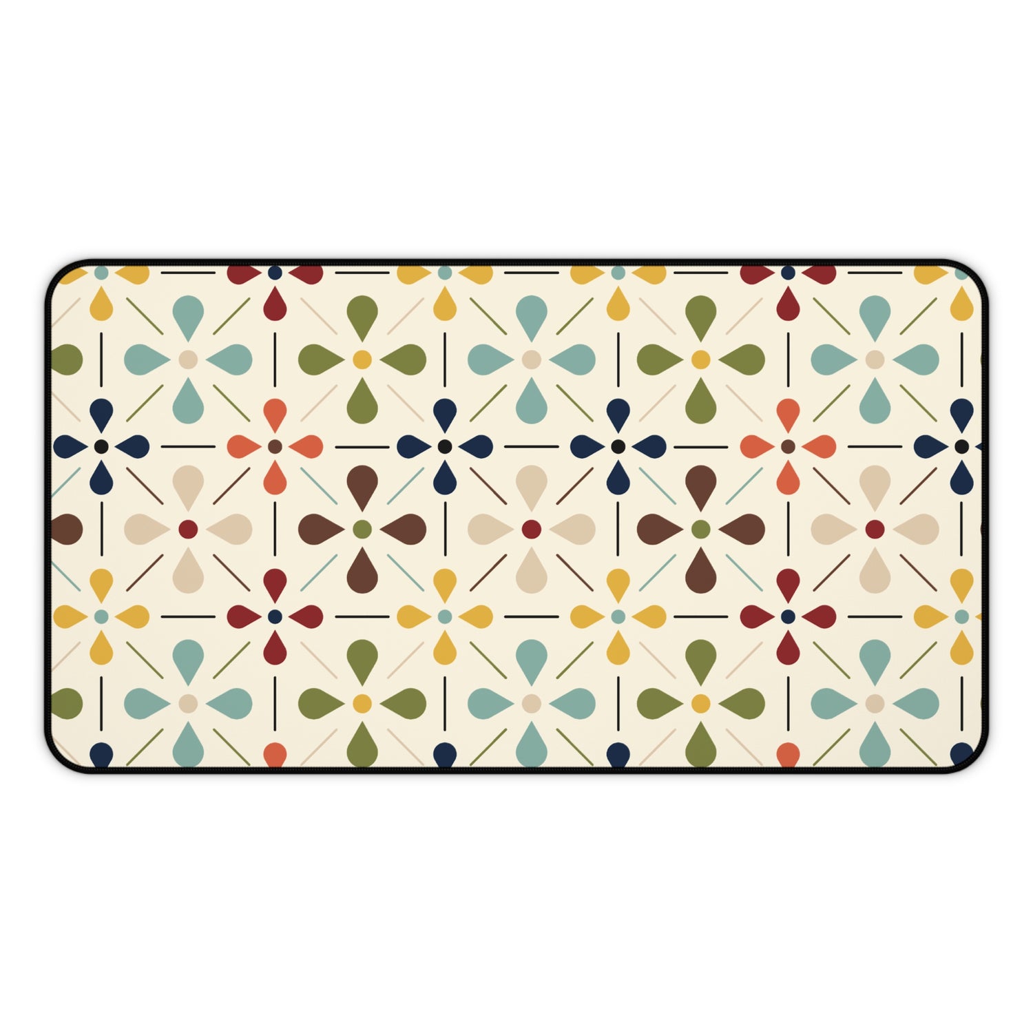 Mid Century Modern Scandinavian Flower, Mod Multi Color Desk Mat