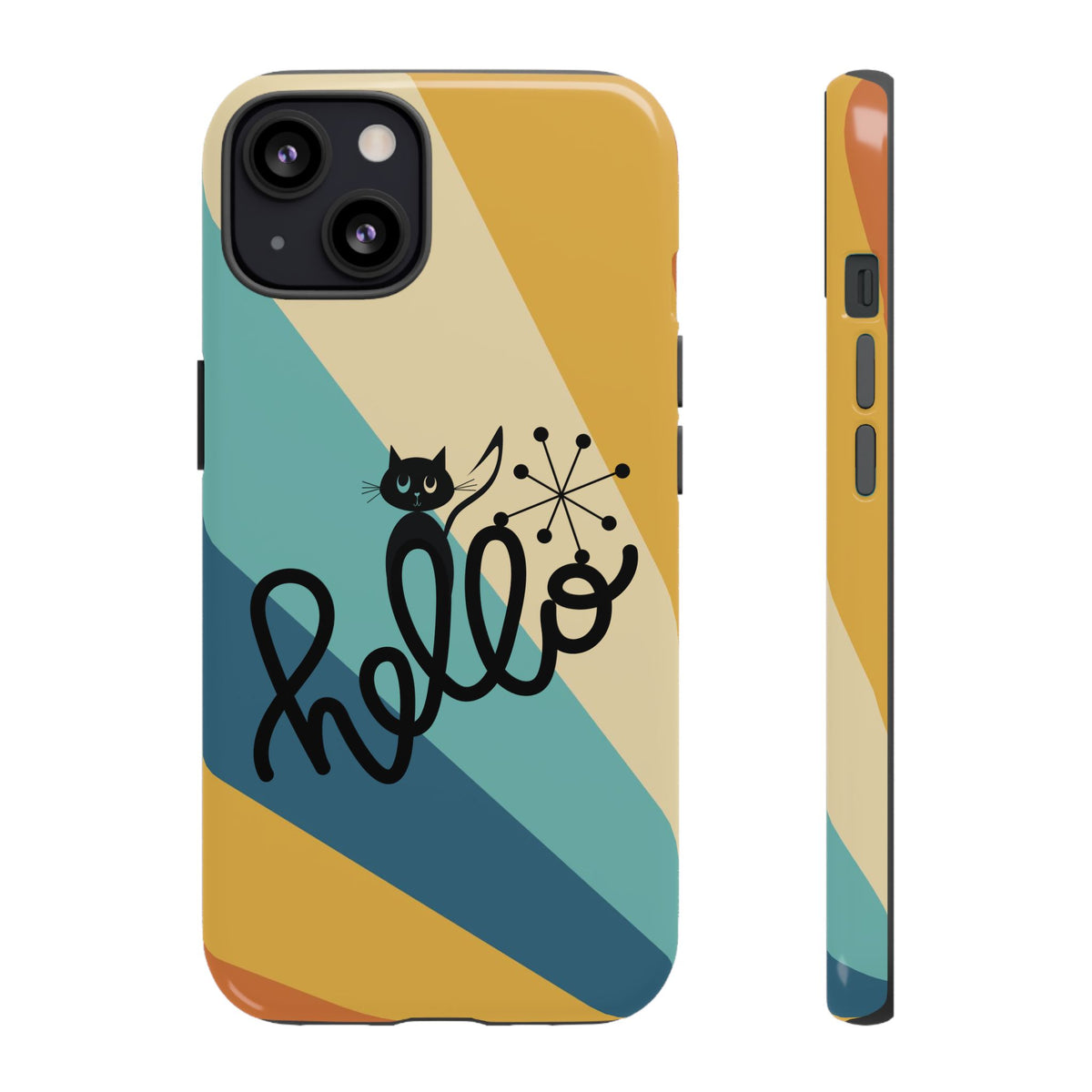 Atomic Groovy Cat, Retro, Kitschy, Hello Starburst, Mid Mod Smart Phone Tough Phone Cases - Mid Century Modern Gal