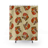 1970s Merry Mushroom Retro Groovy Brown And Orange, Vintage Style Shower Curtain - Mid Century Modern Gal