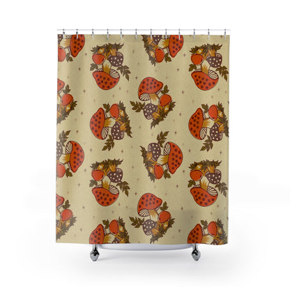 1970s Merry Mushroom Retro Groovy Brown And Orange, Vintage Style Shower Curtain