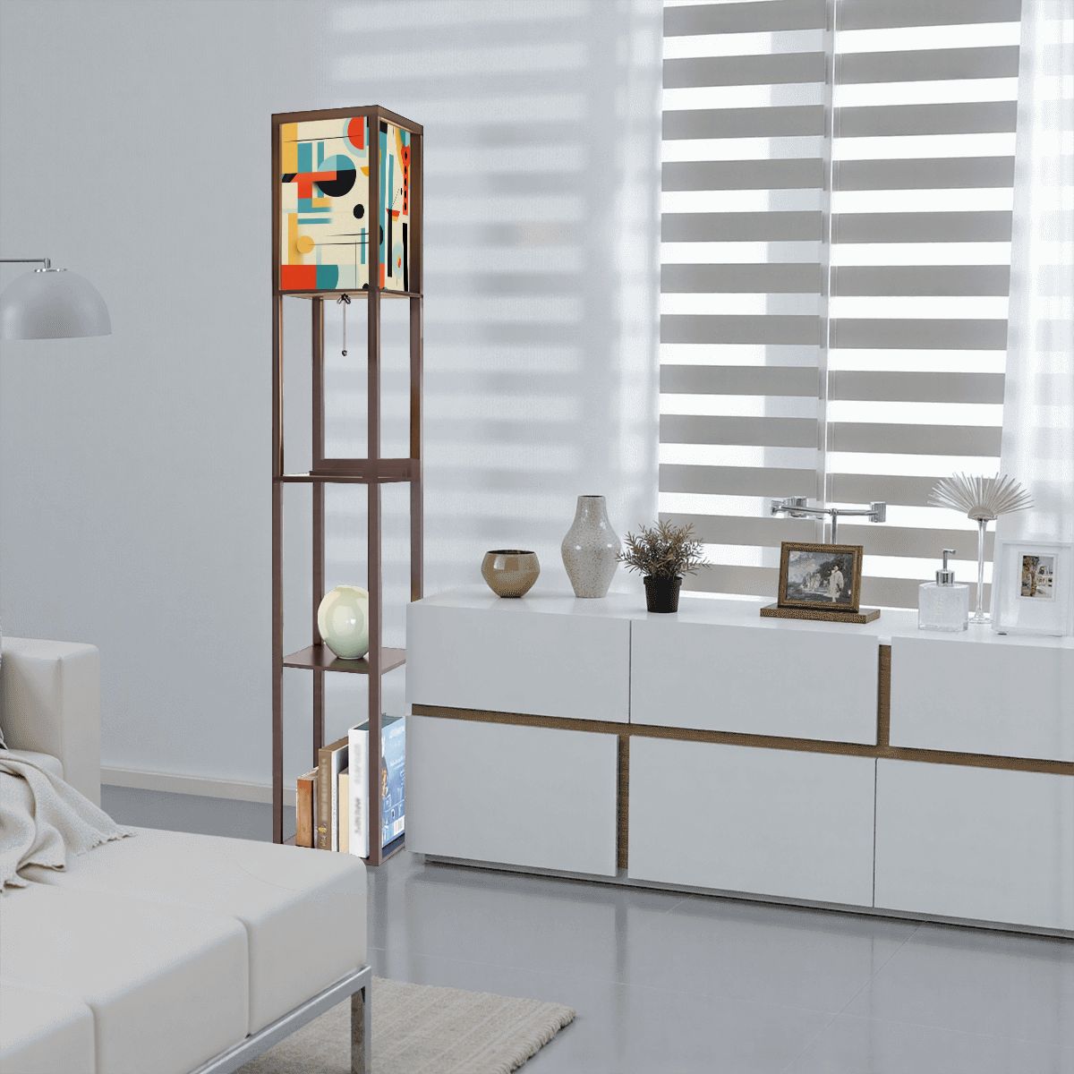 Mid Century Modern Geometric Bauhaus Mid Mod Retro Floor Lamp With Shelves - Mid Century Modern Gal