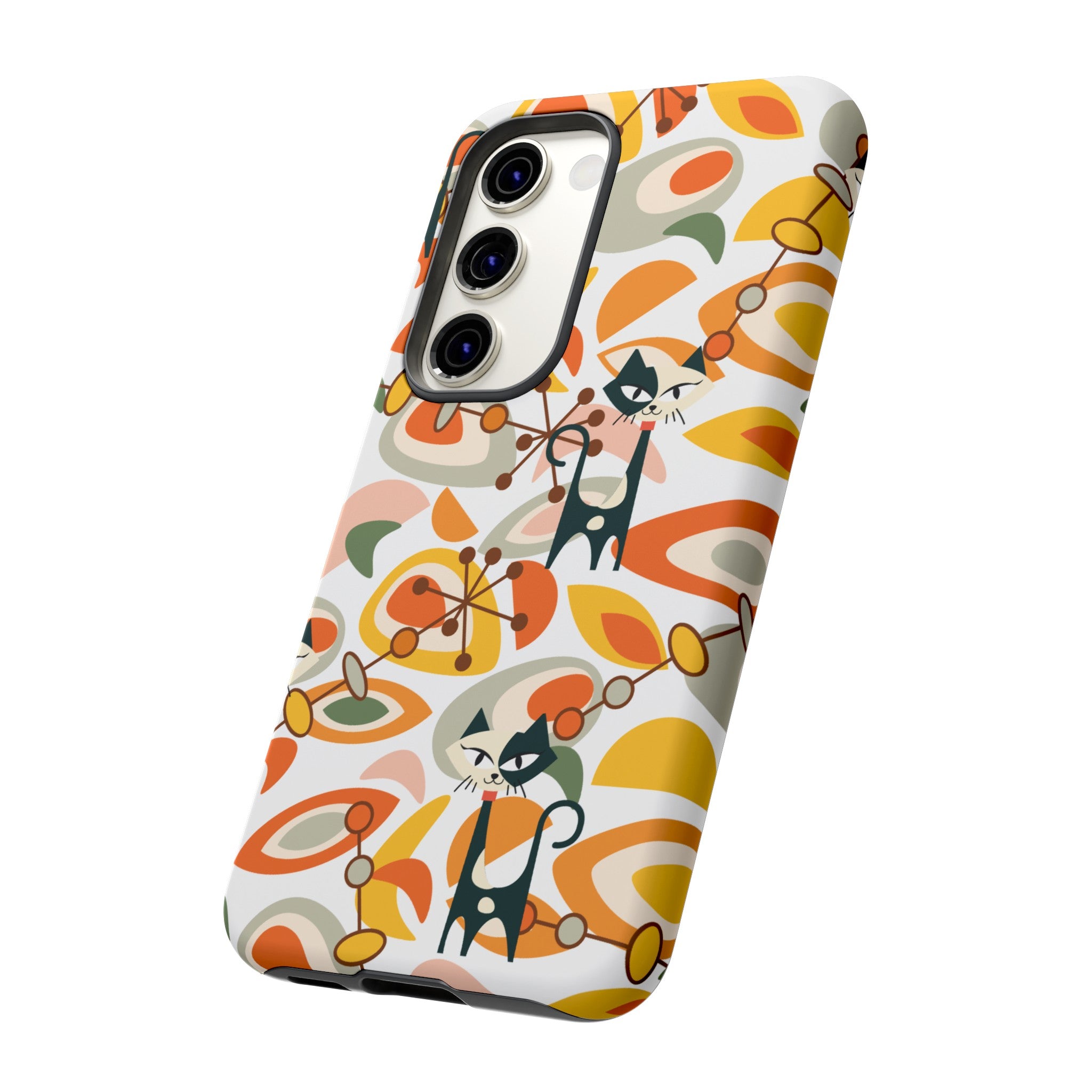 Atomic Cat Mid Mod Orange, Yellow, Groovy Cat Smart Phone Tough Cases