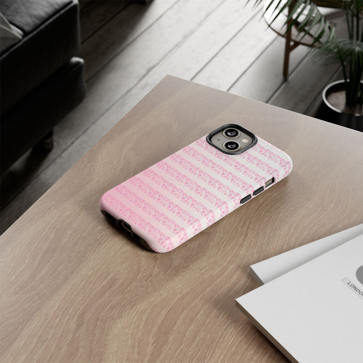 Pink Pyrex Gooseberry Striped Phone Case, Stylish Phone Cover, Tough Protective Case, Cute Cell Phone Case, Trending Gift for Her
