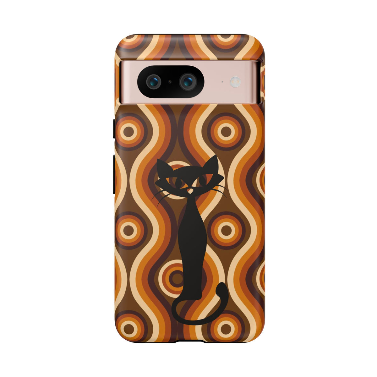 Retro Phone Case, Groovy Brown, Atomic Kitsch Cat Tough Smart Phone Cases