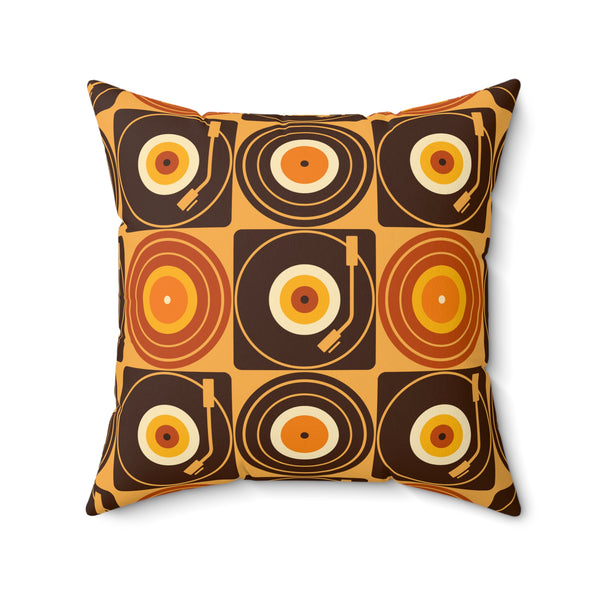 Groovy Retro Record Players, Brown Orange Yellow, Pillow Cover and Insert